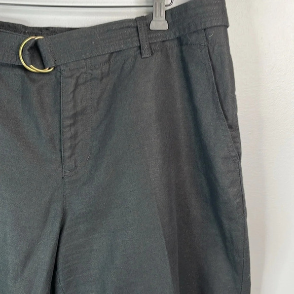 LIZ CLAIBORNE Black Linen Blend Dressy Bermuda Shorts Belt Pockets Flat Front 16 - Picture 3 of 10